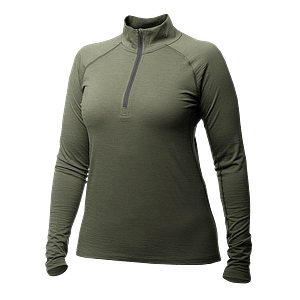 women-halfzip-top-green Meriinovillane 160g Half-Zip alussärk naistele (suurused S ja M)