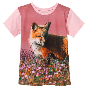 bialy-t-shirt-z-dzikiem-w-kapeluszu-dla-dzieci-wadera-170 T-särk "Rebane", roosa