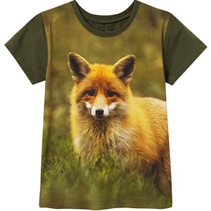 green-t-shirt-with-a-portrait-of-a-fox-for-children-wader T-särk "Rebane 2"