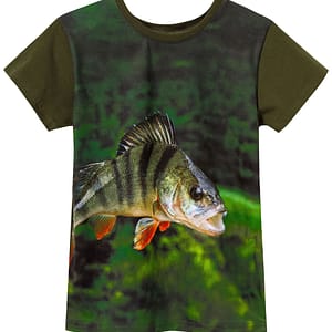 zielony-t-shirt-z-okoniem-dla-dzieci-wadera Laste t-särk "Ahven"