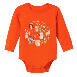 body-lesne-zwierzatka-dlugi-rekaw-pomaranczowe-wadera Beebi body, oranž