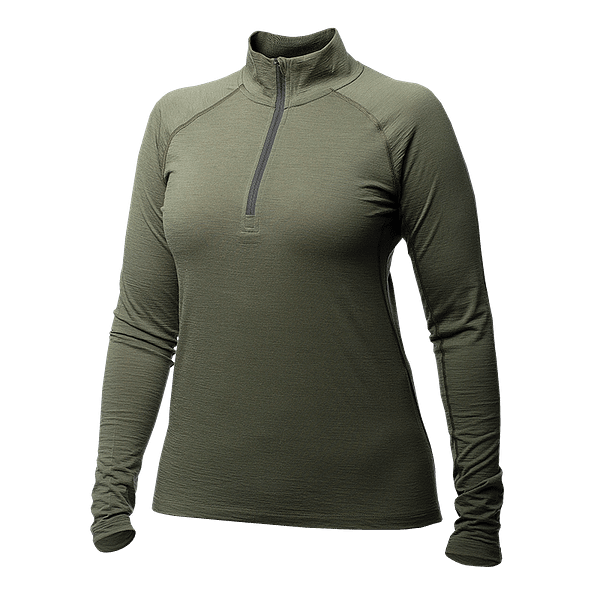 women-halfzip-top-green Meriinovillane 160g Half-Zip alussärk naistele (suurused S ja M)