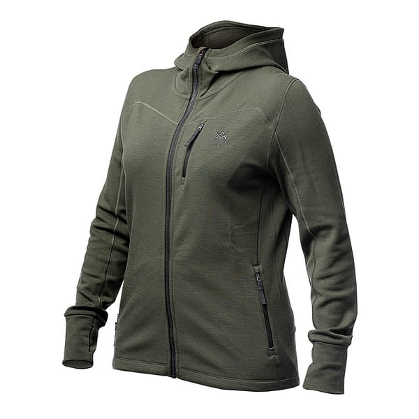 women-merino-hoodie-green Meriinovillane kapuutsiga jakk naistele, roheline (suurus XS)