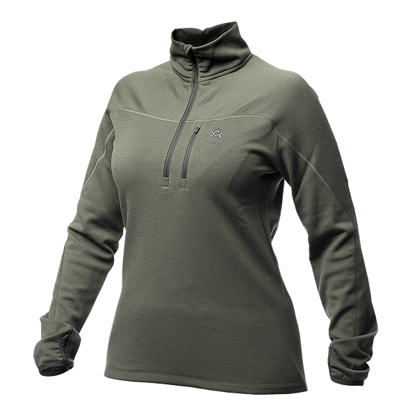 women-merino-halfzip-green Meriinovillane Half-Zip 240g termosärk naistele (suurused XS, M ja XL)