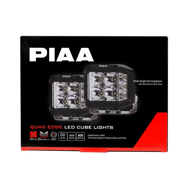 DKQE39E_pac1.jpg PIAA 4″ 5600K 12V 24W Quad Edge LED cube wide driving lights kit