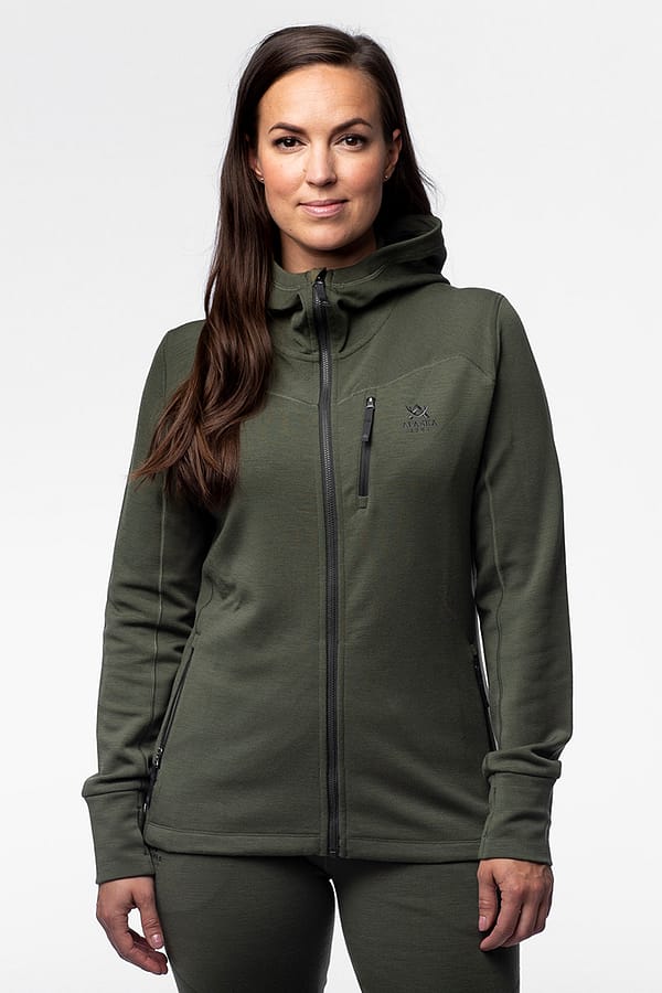 women-merino-hoodie-green2 Meriinovillane kapuutsiga jakk naistele, roheline (suurus XS)