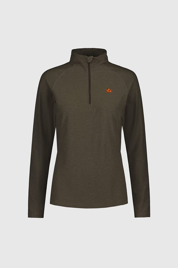 cooldry-halfzip-ws-brown1 Alaska CoolDry Half-zip särk, Moss Brown naistele